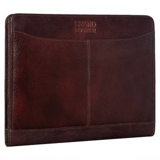 BRAND LEATHER Genuine Leather Premium File Folder Mobile Case Tablet Case Pen Holder Earphones Space Card Holder Compartment Office Stuff Portfolio