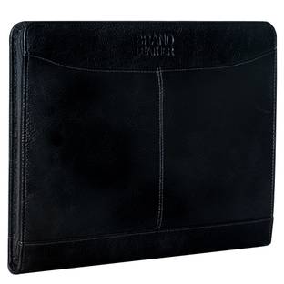 BRAND LEATHER Genuine Leather Premium File Folder Mobile Case Tablet Case Pen Holder Earphones Space Card Holder Compartment Office Stuff Portfolio