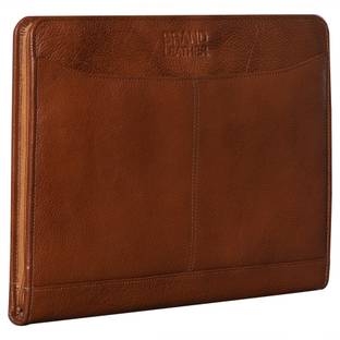 BRAND LEATHER Genuine Leather Premium File Folder Mobile Case Tablet Case Pen Holder Earphones Space Card Holder Compartment Office Stuff Portfolio