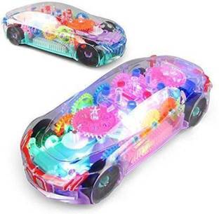 Tenmar 360 Degree Rotating Transparent Concept Musical Bump & Go Transparent Concept 3D Super Car Toy, Car Toy for Kids with 360 Degree Rotation, Rotating Gear Simulation Mechanical Car, Sound & Light Toys for Kids Boys & Girls (Multicolor, Pack of: 1)