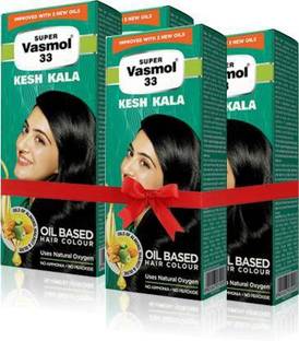 VASMOL Hair Colour , 33 Kesh Kala Oil based Hair Colour Pack 4 Hair Oil (100 ml)