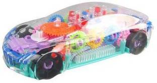 SALEOFF Amazing Concept Transparent Mechanical Gear Toy Musical Car,Early Educational Learning Race Cars,Baby Car Toy with Automatic Steering,Universal Driving Color Lights Flashing Electric Toddler Car