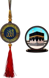 GiftzLane Allah Car Hanging Premium & Mecca Madina Car Dashboard Idol Showpiece Combo Car Hanging Ornament