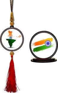GiftzLane I Love My India Car Hanging Premium & Car Dashboard Idol Showpiece Combo Car Hanging Ornament