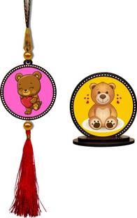 ClassiGiftz Cute Teddy Bear Car Hanging Premium & Car Dashboard Idol Showpiece Combo Car Hanging Ornament