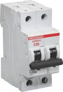 Indoasian 32Amp Double Pole AC MCB C Curve 32A DP MCB MCB