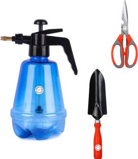 Hariyali Seeds Garden Pump Pressure Sprayer Lawn Sprinkler, Water Mister, Spray Bottle For Plants (Multicolor), 1 Hand Digging Trowel & 1 Scissor For Home Gardening and Outdoor Living Garden Tool Kit