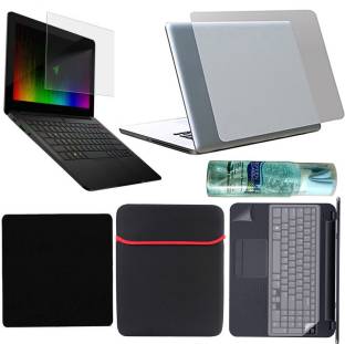 D.V TECH FULL SET OF LAPTOP PROTECTOR 7 IN 1 SET OF LAPTOP SCREEN GUARD 15.6 INCH, BACK LAPTOP LAMINATION 14-17 INCH, LAPTOP KEYBOARD PROTECTOR, PALMREST 14-17 INCH AND 15.6 INCH LAPTOP BAG SLEEVE CLEANER MOUSE PAD PACK Combo Set