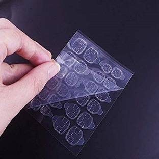 Naisha Nail Stickers Double Sided Adhesive Tape False Nail Tips Extension Tools (Transparent) - Pack of 1 Sheet 24 Stickers