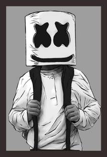 Mad Masters DJ Marshmello 1 Piece wooden framed painting |Wall Art | Home Décor | Painting Art | Unique Design | Attractive Frames Digital Reprint 18 inch x 12 inch Painting