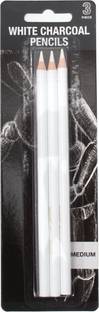 CHROME 3 Piece Medium White Charcoal Pencil