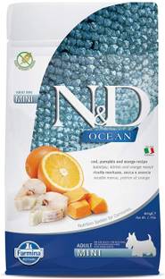 Farmina N&D Ocean - Codfish, Pumpkin & Orange - Grain Free - Dog Dry Food - Adult - Mini Breed Orange Blossom, Cod 0.8 kg Dry Adult Dog Food