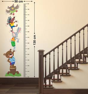 WALLSTICK 91.44 cm HEIGHT MEASUREMENT WITH ANIMAL STICKER Self Adhesive Sticker