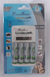 Power Smart PS 346 AA-AAA NiCd-NiMH 4 Hour LCD Fast Auto Cut Off Charger With 2500 mAh 4 AA Cells Ready To Use Battery Camera Battery Charger  Camera Battery Charger
