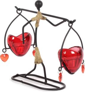JEWEL FUEL Heart SHape Glass, Iron Tealight Holder