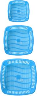Sukhson India Set of 3 Multipurpose Plastic Baskets for Fruits Vegetables Chocolate Storage and Kitchen Fridge Dining Table Plastic Fruit & Vegetable Basket