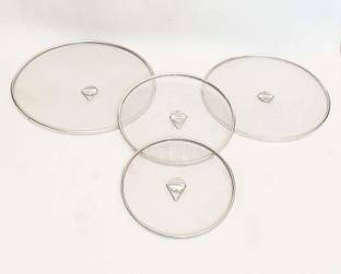 VIJAY EXPORT Stainless Steel net Cover/lid for Milk, Curry etc Pack of 4 ( 9, 8 , 7, 6 inch) ( Pack of 4) 9 inch, 8 inch, 7 inch, 6 inch Lid Set, Pack of 4