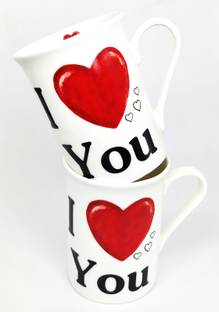 DANDY LINES PANAMA I LOVE YOU SET OF TWO 96035 Bone China Coffee Mug
