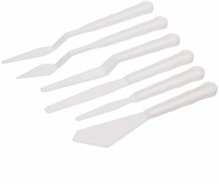 THR3E STROKES Plastic Painting Palette Knives Set 6Pcs White Art Artist Paint Spatula Tools for Oil Acrylic Painting Color Mixing 0 Paint Wells Palettes  with Lid