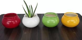 OriginalCeramics SMALL MATKI SHAPE CERAMIC POT (PACK OF 4) Plant Container Set