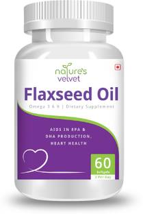 Natures Velvet Lifecare Flax Seed Oil 1000mg, Omega 3-6-9, 60 Liquid Capsules - Pack of 1