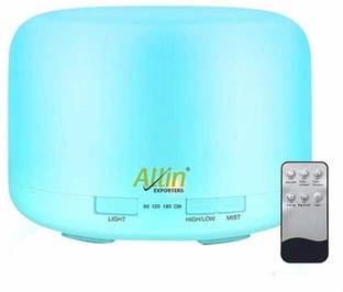 Allin Exporters Room DT-168W Aromatherapy Diffuser Essential Oil 4 in 1 to Purify, Ionize, Humidify & Spread Aroma Ultrasonic Humidifier with Timer Cool Mist with 7 Color Changing LED Lights (with Remote), 500ml Humidifier