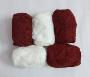 M H N CREATION BEST_QUALITY_3_PLY_KNITTING_WOOL_WHITE_MAHROON_COMBO_ ( 5 )