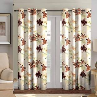 Sehbhagi 214 cm (7 ft) Polyester Semi Transparent Door Curtain (Pack Of 2)