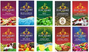 Puff Smart Premium Herbal Molasses PAN RAS, BRAIN-O-FREEZE,, MINT,COMMISSIONER, ICY PAAN, , PAN KIWI MINT, MIX FRUIT, LEMON MINT, DOUBLE APPLE, BUBBLE GUM Hookah Flavor (500 g, Pack of 10) PAN RAS, BRAIN-O-FREEZE,, MINT,COMMISSIONER, ICY PAAN, PAN KIWI MINT, MIX FRUIT, LEMON MINT, DOUBLE APPLE, BUBBLE GUM Hookah Flavor