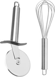 Gopala Stainless Steel Crystal Wheel Pizza Cutter & Egg Whisk/Beater Kitchen Tool Set