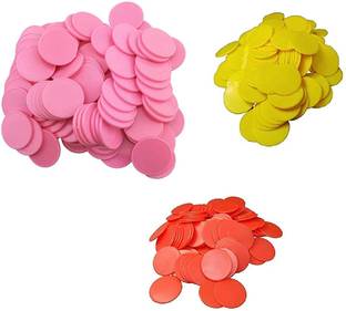 MOREL PLASTIC PLAIN TOKEN COIN, CHIPS FOR BOARD GAMES AND OTHER USES, ROUND SHAPE PLASTIC PLAIN TOKEN ( 100 COIN EACH PKT) MULTICOLOR PRODUCT PACK 3