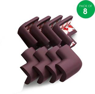 QUICKSHOP Baby safety proofing Corner & edge guard protector strip for furniture I Used on glass tabletop, wall I Brown (Pre Taped 8 Corners )