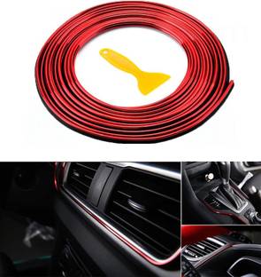 Znee Smart Metallic RED Chrome Interior Decoration Beading Car Beading Roll For Door, Bumper