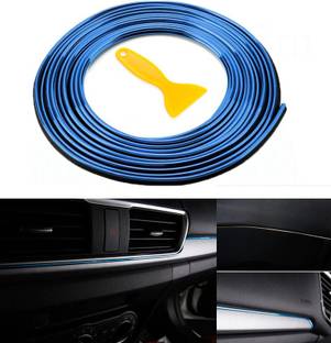 Qiisx Car Styling Universal DIY Flexible Interior Decoration Moulding Trim Strips Car Central Control and Door Decoration Strip blue Car Beading Roll For Window, Door
