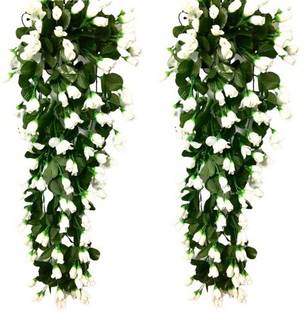 Kanha artificial white rose flower vine set of 2 White Rose Artificial Flower