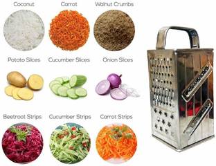 SWISS WONDER VXIV®-1012-5 in 1 Grater and Slicer with 4 Sides for Cheese, Vegetables, Ginger, Garlic Vegetable Grater