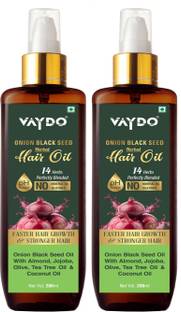 vaydo Onion Black Seed Hair Oil - Controls Hair Fall - No Mineral Oil, Silicones & Synthetic Fragrance - (400mL) Hair Oil