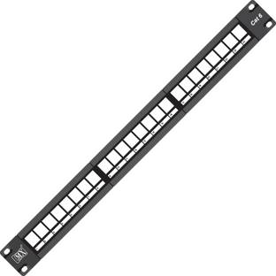 MX 19" Rock Mount 24 Port Rj45 Cat6 Patch Panel Lan Network Without I/o Blank With Cable Management Lan Adapter