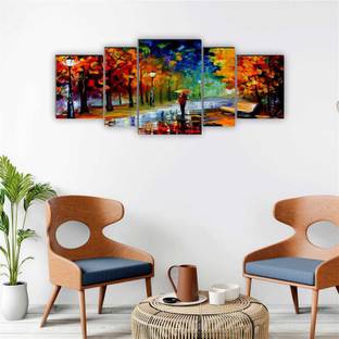 saf Set of 5 Modern Art UV Textured large Panel Digital Reprint 18 inch x 42 inch Painting