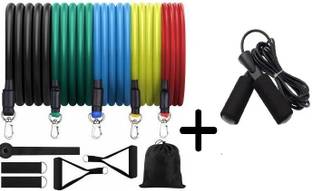 COMODO Exclusive 11 IN 1 Resistance Band Tube set with (Free Skipping Rope) Resistance Tube