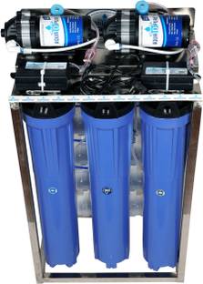 AquaDpure 50 LPH commercial RO + UV water purifier Plant 50 Liter Per Hour Blue Stainless steel Full A...