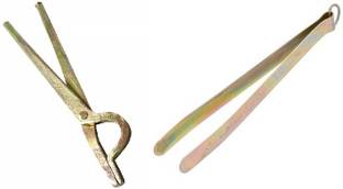 Yash Collections CHIMTASANDASI01iron Chimta and Iron Sandasi Combo-Iron Tong-Pincers-Pakkad-Chimta for Kitchen-Sandasi for Kitchen (Set of 2) 31 cm Serving Tong Set (Pack of 2) 27 cm, 28 cm Serving Tong Set