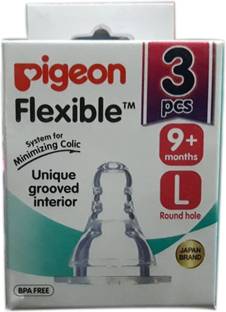 Pigeon Flexible peristaltic round hole nipple size L 9monthes + slim neck Fast Flow Nipple