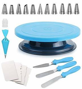 NIJAMRUT Cake Combo Sets Icing set Turntable Nozzle Set scrapers,knifefor Cake Decoration Kitchen Tool Set