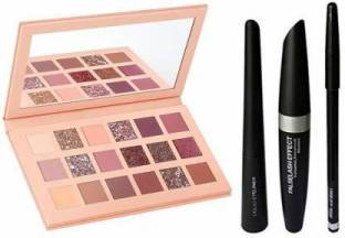swenky Edition Eyeshadow Palette(Multicolor) + 3 in 1 kit (mascara,eyeliner,eyebrow pencils) (4 Items in the set) 10 g