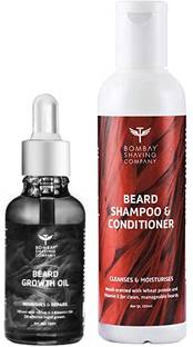 BOMBAY SHAVING COMPANY Beard Care Value Pack with Beard Growth Oil infused with Vetiver and 4 Essential oils and Beard Shampoo & Conditioner for gentle cleansing