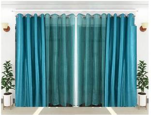 Gantavya 274 cm (9 ft) Tissue Semi Transparent Long Door Curtain (Pack Of 4)