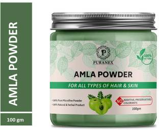 puranex 100% Natural & Pure Amla Powder For Natural Texture & Colour, Strong, Shiny, Silky,Healthy Scalp, Dandruff & Spilt Ends Free Hair Pack 100 GM (Pack of 1) 100 GM Each