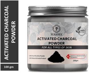 पुरानेक्स Activated Charcoal Powder For Natural Deep Cleansing, Exfollating & Detoxifying ,Whitening & Brighting Face 100 GM (Pack of 1) 100 GM Each