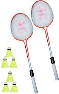 labh traders rk son Badminton Racquet Set Of 2 Piece With 6 Piece Nylon Shuttle Badminton Kit